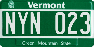 VT license plate NYN023