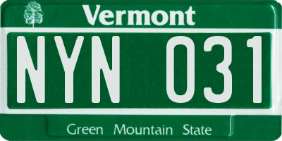 VT license plate NYN031