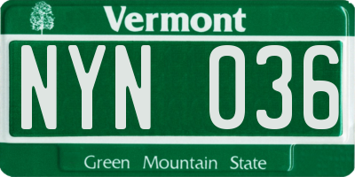 VT license plate NYN036