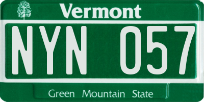 VT license plate NYN057
