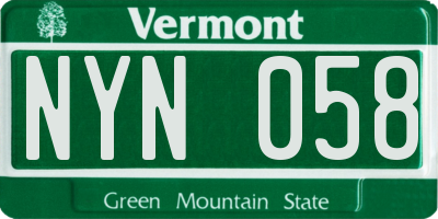 VT license plate NYN058