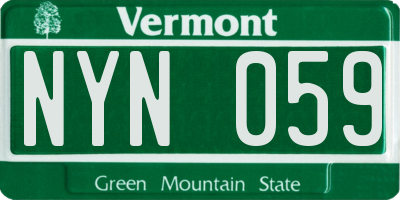 VT license plate NYN059