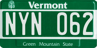 VT license plate NYN062