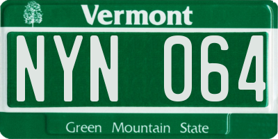 VT license plate NYN064