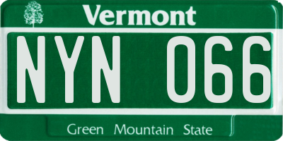 VT license plate NYN066