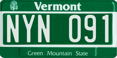 VT license plate NYN091