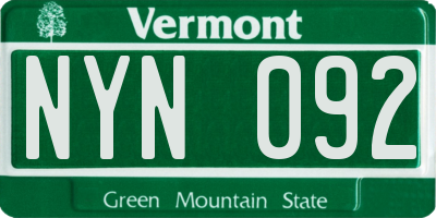 VT license plate NYN092