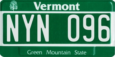 VT license plate NYN096
