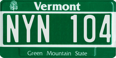 VT license plate NYN104