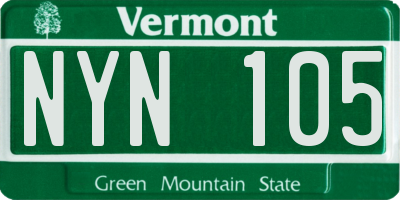 VT license plate NYN105