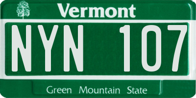 VT license plate NYN107