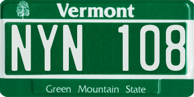 VT license plate NYN108