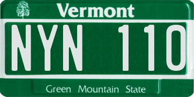 VT license plate NYN110