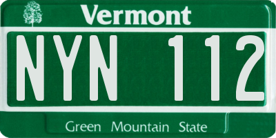 VT license plate NYN112