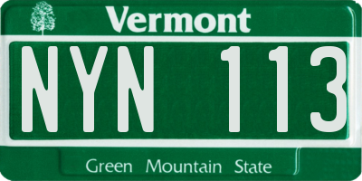 VT license plate NYN113