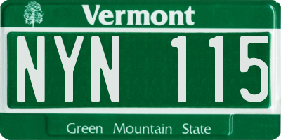 VT license plate NYN115