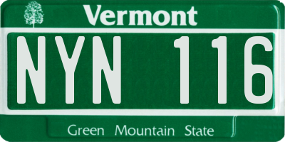 VT license plate NYN116