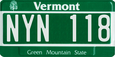 VT license plate NYN118