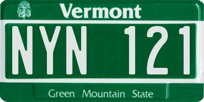 VT license plate NYN121