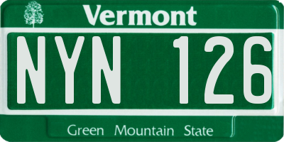VT license plate NYN126