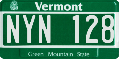 VT license plate NYN128