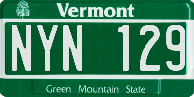 VT license plate NYN129