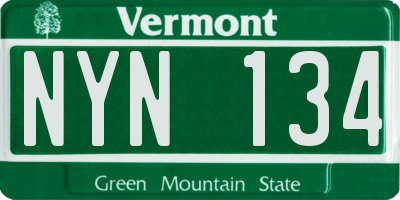 VT license plate NYN134