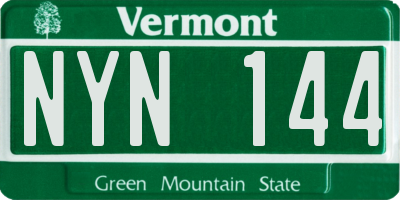 VT license plate NYN144