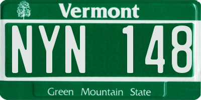 VT license plate NYN148