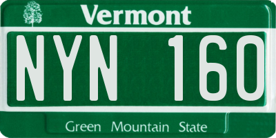 VT license plate NYN160