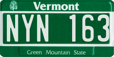 VT license plate NYN163