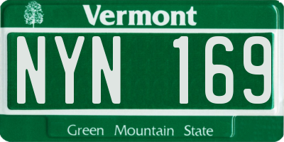 VT license plate NYN169
