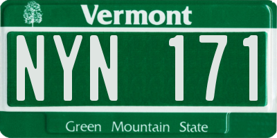 VT license plate NYN171