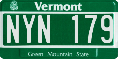 VT license plate NYN179