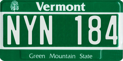 VT license plate NYN184