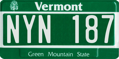 VT license plate NYN187