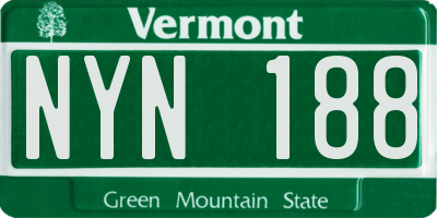 VT license plate NYN188
