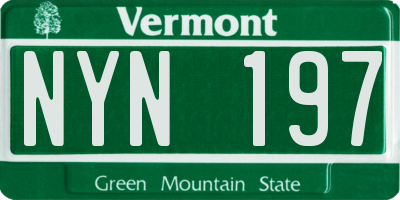 VT license plate NYN197