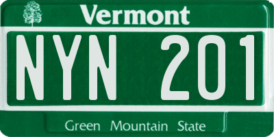 VT license plate NYN201