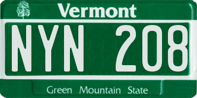 VT license plate NYN208