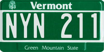 VT license plate NYN211