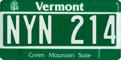VT license plate NYN214