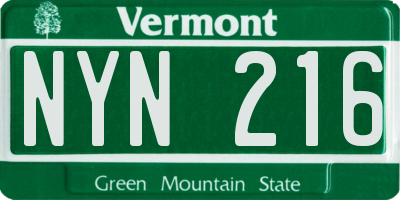 VT license plate NYN216