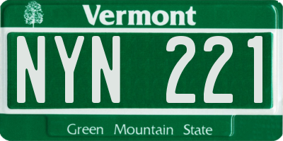 VT license plate NYN221