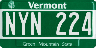 VT license plate NYN224