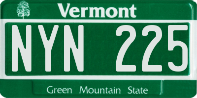 VT license plate NYN225