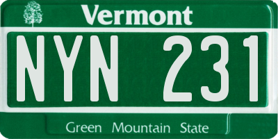 VT license plate NYN231