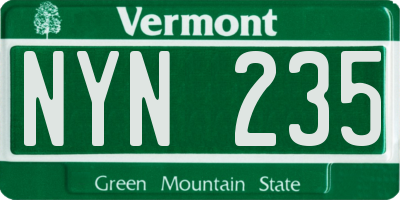 VT license plate NYN235