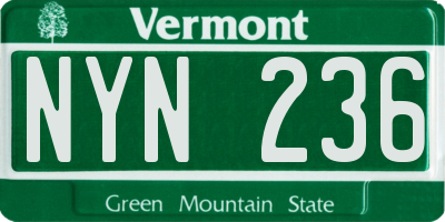 VT license plate NYN236