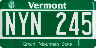 VT license plate NYN245